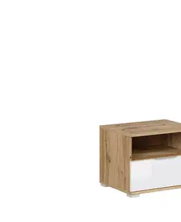 Nočné stolíky BLACK RED WHITE Zele KOM1S nočný stolík dub wotan / biely lesk