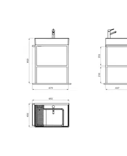 Kúpeľňový nábytok SAPHO - ARYA podstavec pod umývadlo 680x850x450, čierna AR065-M1