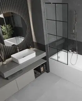 Sprchové dvere MEXEN/S - Next vaňová zástena FIX 70 x 150, čierna vzor, nikel kartáčovaná 895-070-000-00-77-97