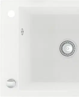 Kuchynské drezy MEXEN MEXEN - Elias granitový drez 1 misa drez s vypúšťaním krátky odkvapkávač 795x480 mm, biela 6511791005-20