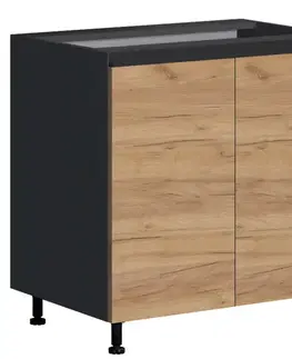 Kuchynské skrinky stojace Kuchynská skrinka Brick D80 čierna/craft