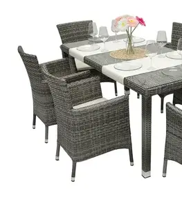 Stolčeky DEOKORK Záhradný ratanový stôl NAPOLI 160x80 cm (sivá)