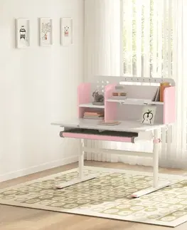 Písacie a pracovné stoly KONDELA Odin rastúci písací stolík ružová / biela
