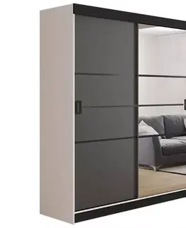 Spálňové šatníkové skrine Skriňa Retro 138 4L Biely / Dvierka grafit