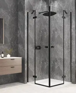 Sprchové dvere POLYSAN - GLOBE BLACK štvorcová sprchová zástena 800x800, rohový vstup, číre sklo GB5880B