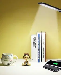 Lampičky Retlux RTL 198 Stolná LED lampa s Qi dobíjaním čierna, 5 W, 250 lm