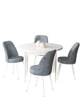 Jedálenské sety Dining Table & Chairs Set (5 Pieces) Tor - White, Grey
