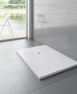 Vane H K - WHITE STAR sprchová vanička z liateho mramoru, obdĺžnik, 100x90x3 cm SE-WHITESTAR10090SET