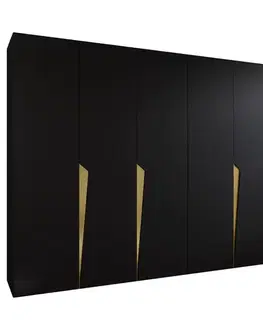 Šatníkové skrine Skriňa Piano 1-300 (2x150) čierna/zlatá