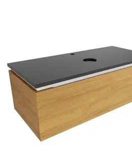 Kúpeľňový nábytok Kúpeľňová skrinka so žulovou krycou doskou SAT Feel 100x30x46 cm medový dub mat SATFEEL100DMZ SATFEEL100DMZ