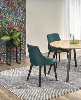 Jedálenské stoly HALMAR Ruben okrúhly rozkladací jedálenský stôl dub artisan / čierna