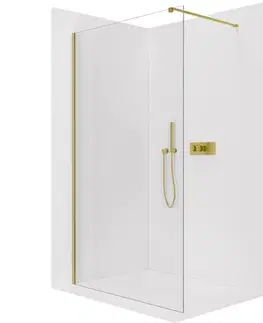 Sprchové dvere CERANO - Sprchová zástena Walk-in Onyx Cube Ľ/P - 8 mm - hranatá vzpera - zlatá, transparentné sklo - 50x200 CER-8050BD448