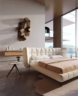 Čalúnené postele DELIFE Čalúnená posteľ Capujo 180x200 cm bouclé bielo-krémová