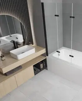 Sprchové dvere MEXEN/S - Vega obdĺžniková vaňa 150 x 70 cm s panelom + vaňová zástena 120, transparent, čierna 550115070X9012037000