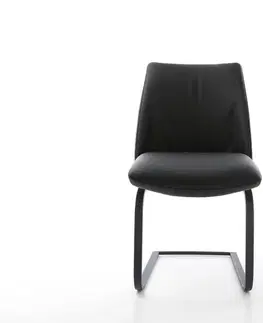 Jedálenské stoličky DELIFE Jedálenská stolička Elso-Flex pravá koža čierna jedálenská stolička plochá čierna vrecková pružina