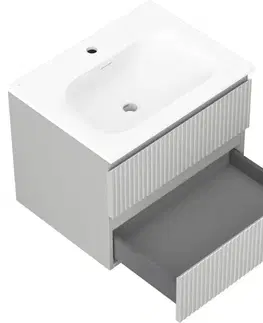 Kúpeľňový nábytok MEXEN/S - Rivel kúpeľňová skrinka 60 cm s umývadlom Vela, 2 zásuvky, reliéf, šedá mat/biela mat 91A20-06047-2-BFF62-W23M01