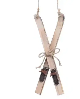 Vianočné ozdoby Kinekus Ozdoba závesná lyže 17,5x7x1 cm drevo natur