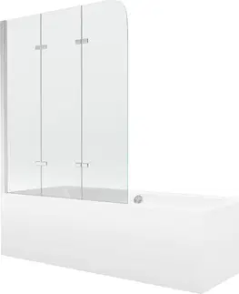 Sprchové dvere MEXEN/S - Cube obdĺžniková vaňa 180 x 80 cm s panelom + vaňová zástena 120, transparent, chróm 550518080X9012030100