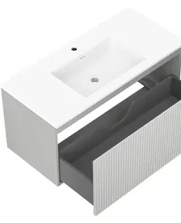 Kúpeľňový nábytok MEXEN/S - Rivel kúpeľňová skrinka 100 cm s umývadlom Otis, 1 šuplík, reliéf, šedá mat/biela mat 91A20-10047-1-BF62-W18M01