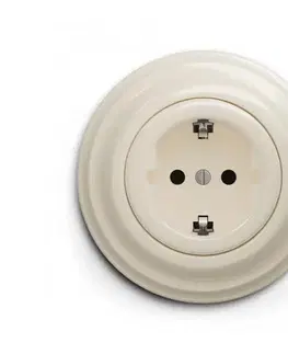 Predlžovacie káble Reblig - Retro domová zásuvka s rámikom SCHUKO 230V/16A béžová RG0134+RG0144