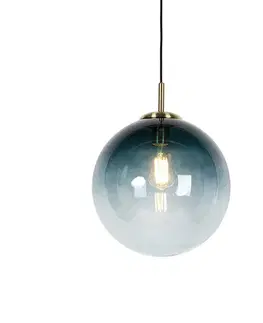 Závesné svietidlá Inteligentné závesné svietidlo mosadzné s oceánovo modrým sklom 33 cm vrátane WiFi ST64 - Pallon