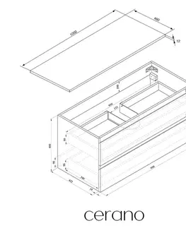 Kúpeľňový nábytok CERANO - Kúpeľňová skrinka Carole - čierna matná + doska pod umývadlo z lit. mramoru Elanys - 12 mm - biela matná - 100x49,2x46 CER-679342