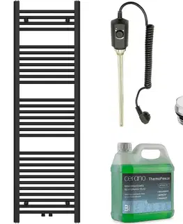 Doplnky do kúpeľne CERANO - Kúpeľňový elektrický radiátorový set Benito - 600W - čierna matná - 1500x450 mm CER-827353