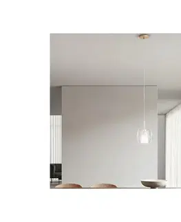 Svietidlá Ondaluce - Závesný luster na lanku TH 1xE27/15W/230V pr. 19,5 cm zlatá/číra SO.TH/3-TRASP