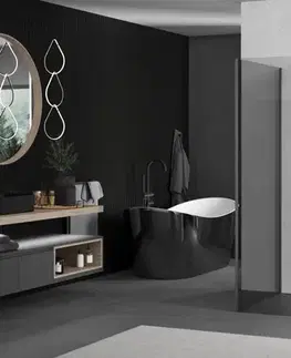Sprchové dvere MEXEN/S - Kyoto Sprchová zástena WALK-IN 95 x 90, transparent, grafit metal 800-095-212-95-00-090