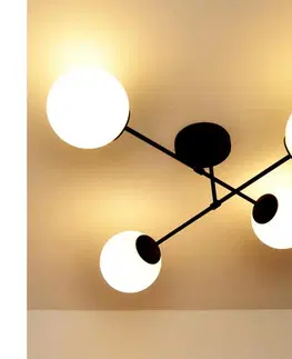 Svietidlá  Prisadený luster MOON 4xE27/15W/230V čierna W-2022+8020/4 BK+WT/H