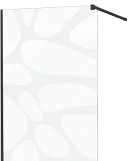 Sprchové dvere MEXEN/S - KIOTO Sprchová zástena WALK-IN 100x200 cm 8 mm, čierna, biely vzor 800-100-101-70-97