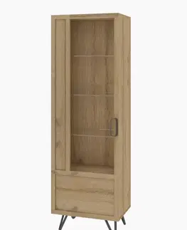 Vitríny Vitrína z masívu BIMBO 10 s LED, dub divoký / artisan olej