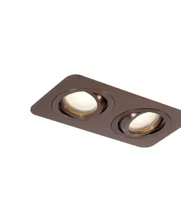Zapustené svietidlá Zaoblené zapustené bodové svietidlo tmavý bronz GU10 50 mm otočné a naklápacie IP44 2-svetlá - Alberto