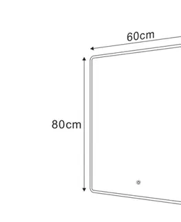 Kúpeľňové zrkadlá SAPHO - PIRI zrkadlo s LED osvetlením 60x80cm, dotykový senzor, 2700-6500K PR600S