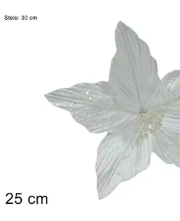 Vianočné dekorácie MAKRO - Kvet vianočný 25cm zápich