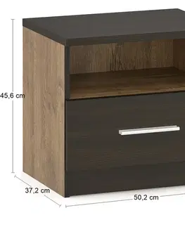 Nočné stolíky NABBI Verify N nočný stolík (2 ks) dub april / wenge