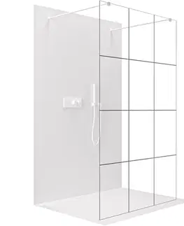 Sprchové dvere CERANO - Sprchová zástena Walk-in Onyx Duo Ľ/P - 8 mm - hranatá vzpera - biela matná, industriálne sklo - 110x200 CER-8050BD1832