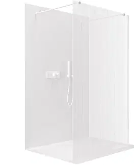 Sprchové dvere CERANO - Sprchová zástena Walk-in Onyx Duo Ľ/P - 8 mm - hranatá vzpera - biela matná, ryhované sklo - 80x200 CER-8050BD1903