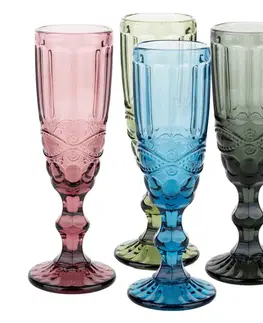 Poháre KONDELA Savoy Typ 4 pohár na šampanské (4 ks) 150 ml kombinácia farieb