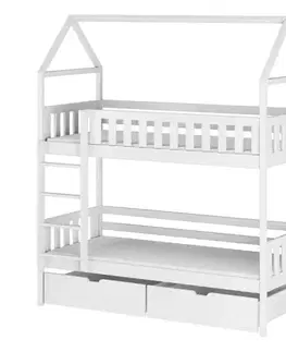 Poschodové postele Posteľ Domček Gaja 90x200 biela