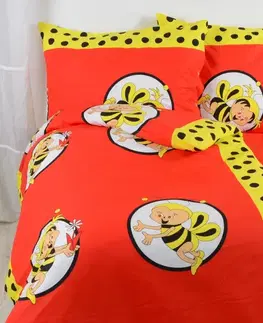 Detské obliečky Obliečky bavlnené detské Včielky červené TiaHome - 1x Vankúš 90x70cm, 1x Paplón 140x200cm