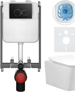 Záchody CERANO - Kompletný WC set Basic/Forte - biela lesklá - WC tlačidlo Dualo/Čierna - na zamurovanie - 51x36 CER-8050BD86111