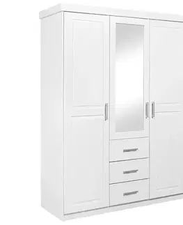 Šatníkové skrine Skriňa 20900930 Geraldo 3d3s Biely + Zrkadlo