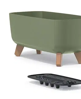 Kvetináče a truhlíky NABBI DGCL400 plastový kvetináč na nožičkách 39 cm zelená