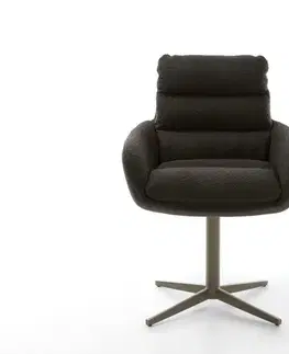 Jedálenské stoličky DELIFE Jedálenská stolička Abelia-Flex s opierkami zmiešané materiály čierna podstava podstava efektová titánová 360° otočná