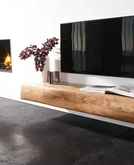 Televízne stolíky DELIFE TV stolík New Live-Edge 175 cm akácia prírodná 4 dvierka závesný