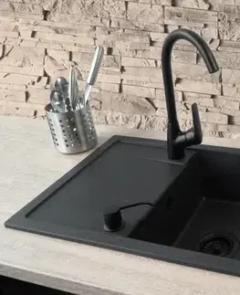 Kuchynské drezy DEANTE DEANTE - Corio grafit - Granitový drez vrátane batérie, 1 - bowl s odkvapkávačom - with dispenser ZRCC2113