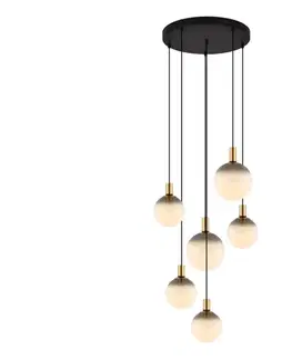 Svietidlá Zuma Line 003064-034740- Závesný luster na lanku NUA 6xE27/25W/230V pr. 75 cm zlatý/čierny 003064-034740
