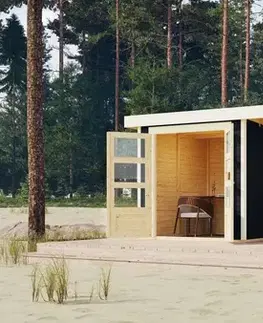 Zahradné domčeky Drevený záhradný domček ASKOLA 2 s prístavkom 280 Lanitplast