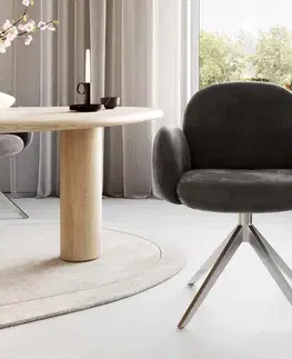 Jedálenské stoličky DELIFE Otočná jedálenská stolička Nube-Flex s opierkami mikrovlákno antracit vintage krížová podstava široká nerezová oceľ 360° otočná vrecková pružina